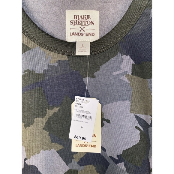 NWT Blake Shelton X Lands End Men Serious Sweatshirt Camo Size‎ L - Picture 4 of 5